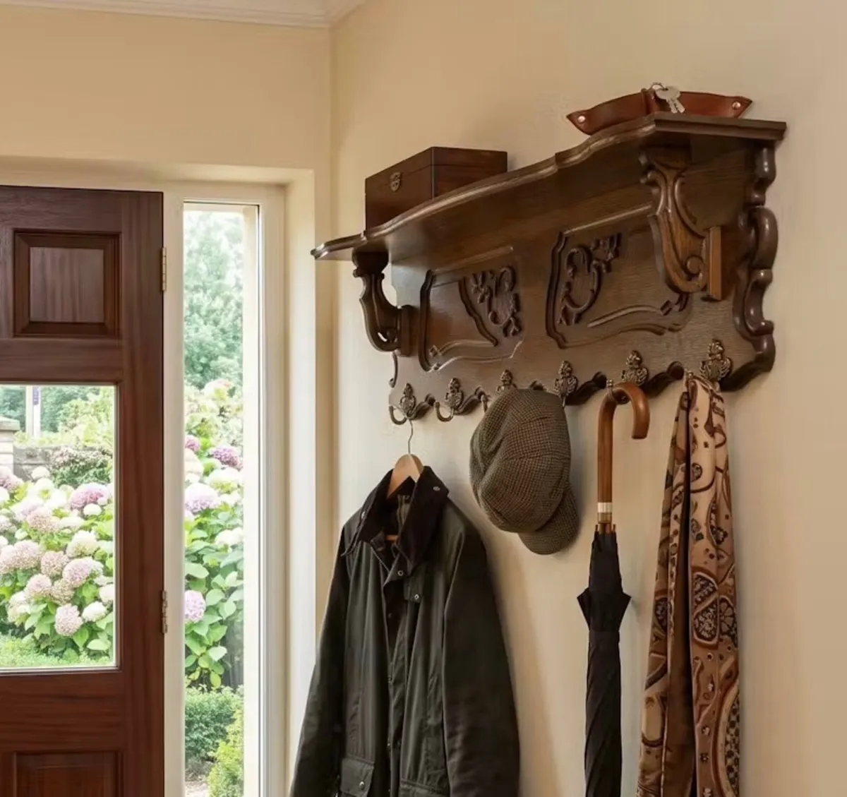 Old oak coat rack in good condition