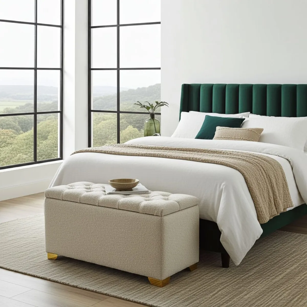 Boucle Ottoman with Storage Custom Bench - Image 1