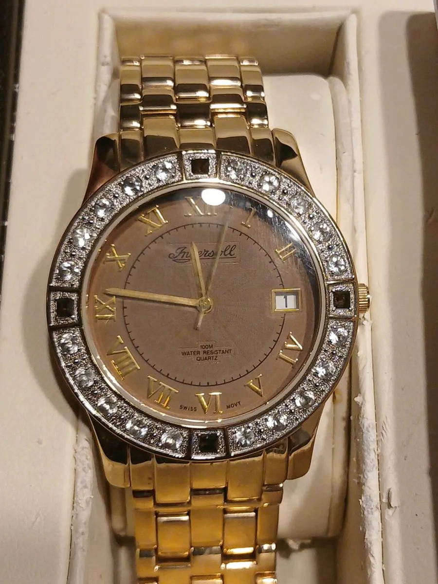 18k gold plate Ingersoll Gems gents watch. - Image 1