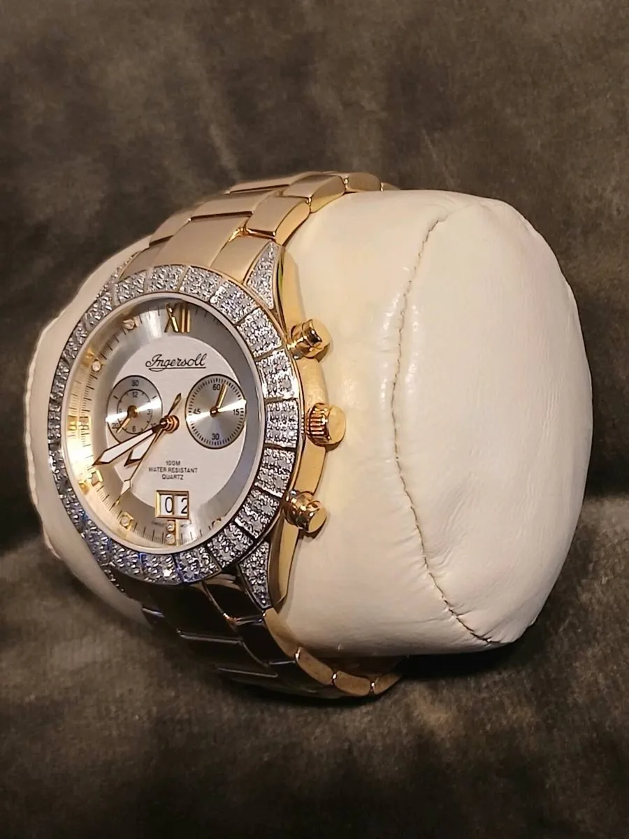 18k gold plated large Ingersoll Diamond gents watc - Image 4