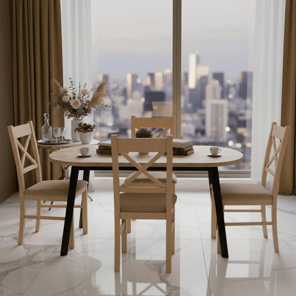 Arvian Round Extandable Dining Table 80cm to 130cm - Image 3