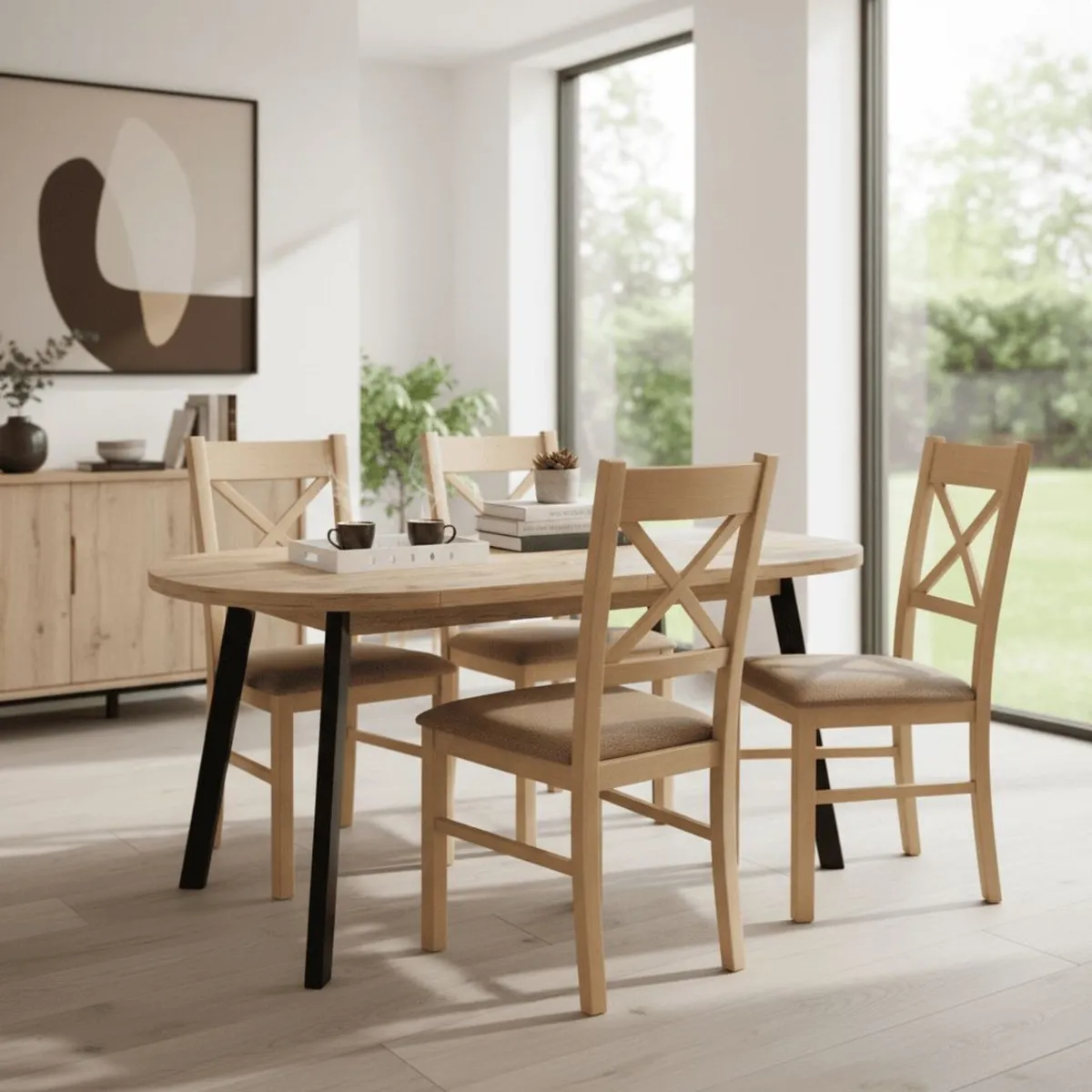 Arvian Round Extandable Dining Table 80cm to 130cm - Image 4
