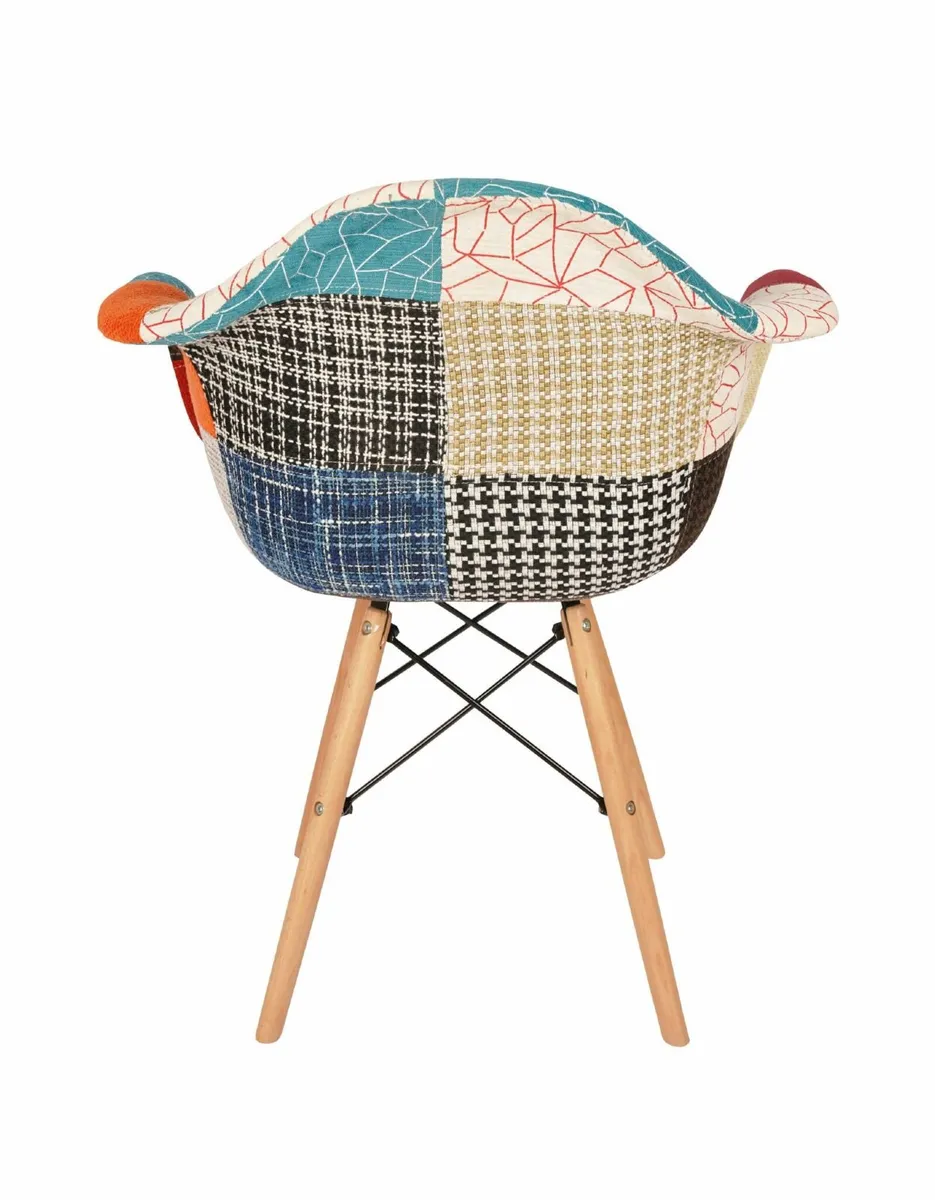 Vivid Mosaic Patchwork Armchair with Beech Legs - Image 2