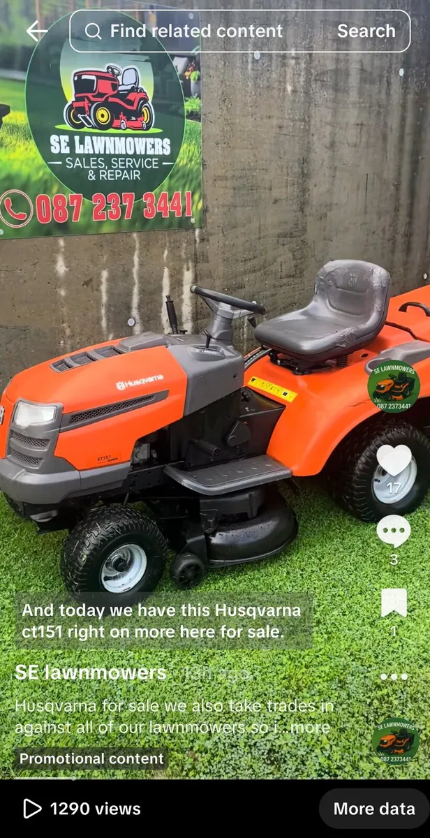 Husquvana lawnmower will new deck for sale - Image 1