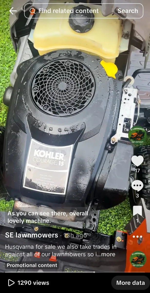 Husquvana lawnmower will new deck for sale - Image 3