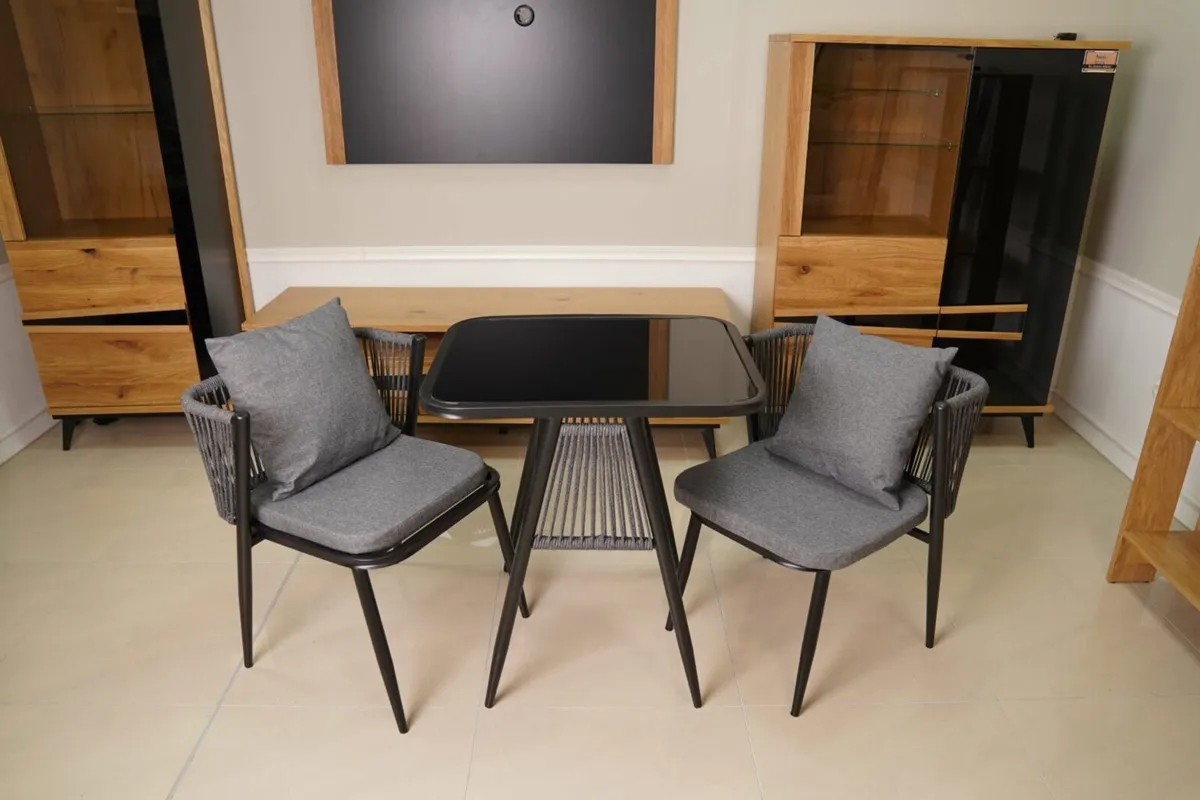 Korfu Coastal Patio Set Outdoor Table + 2 Chairs - Image 2