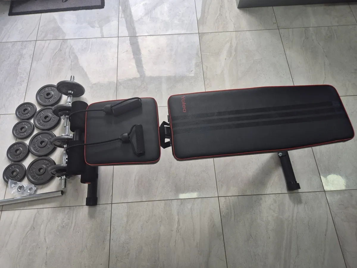 Adjustable weight bench & Cast iron Dumbell set - Image 1