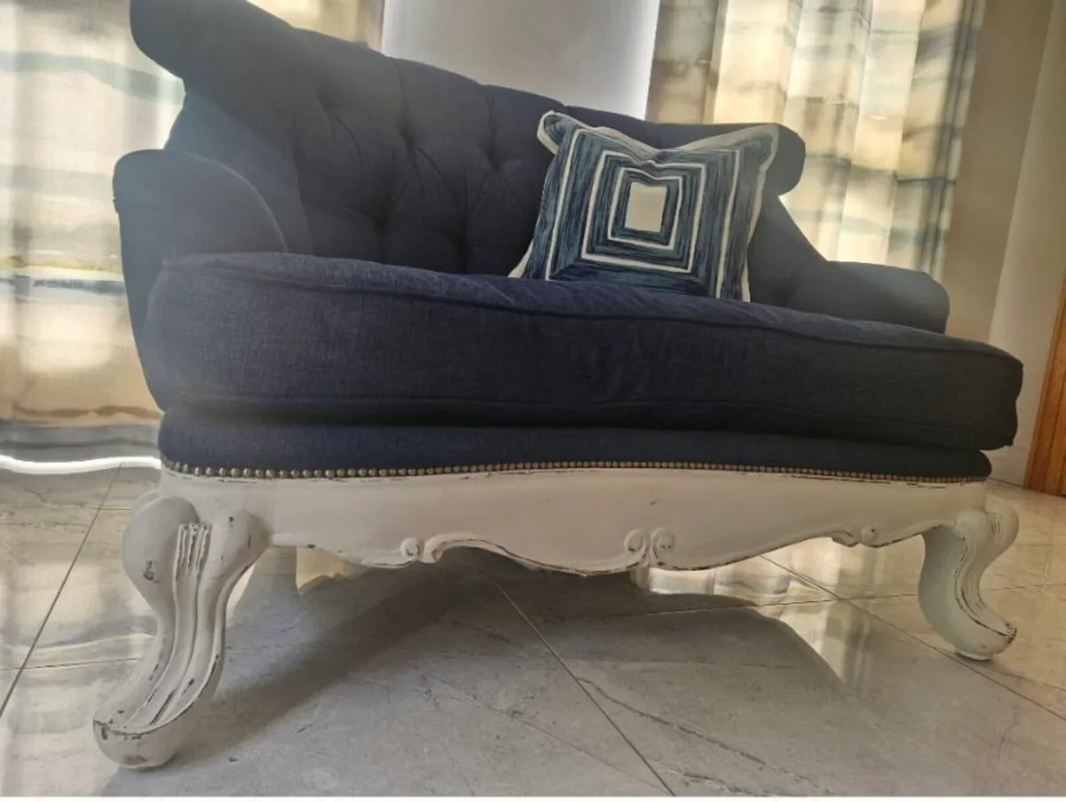 2 seater blue sofa - Image 4