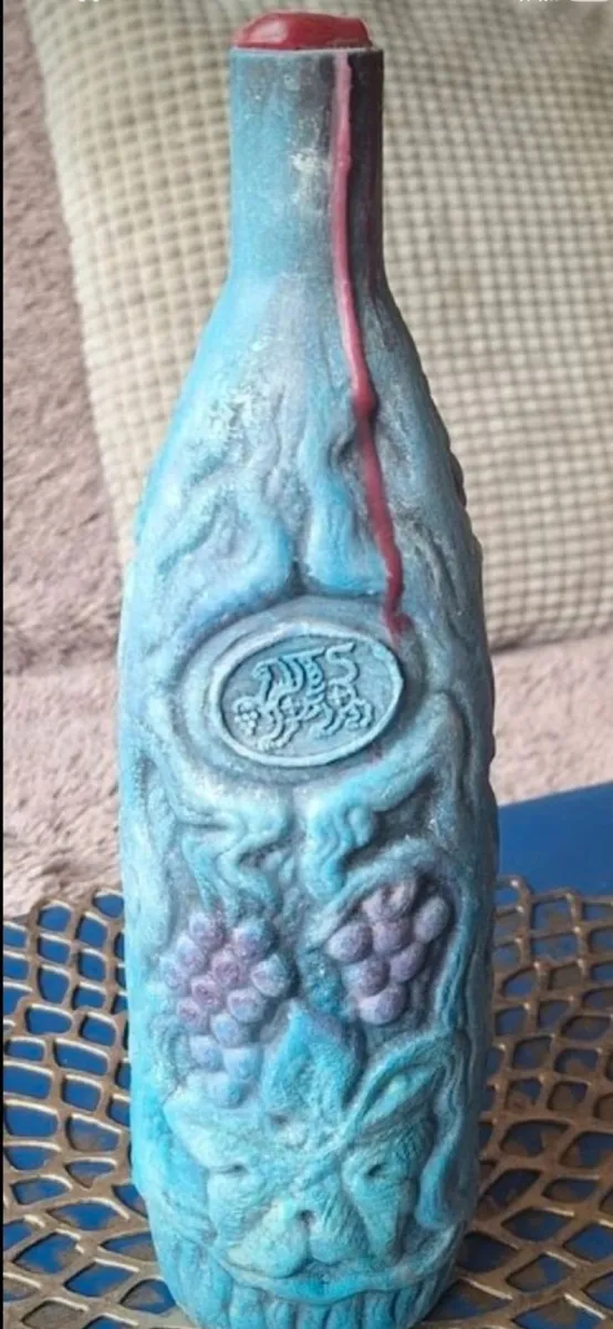 Hand Painted 3D Grape Bottle Decor - Image 1
