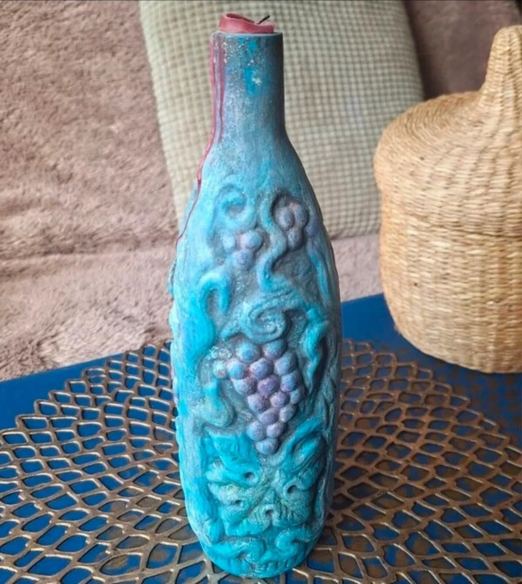 Hand Painted 3D Grape Bottle Decor - Image 2
