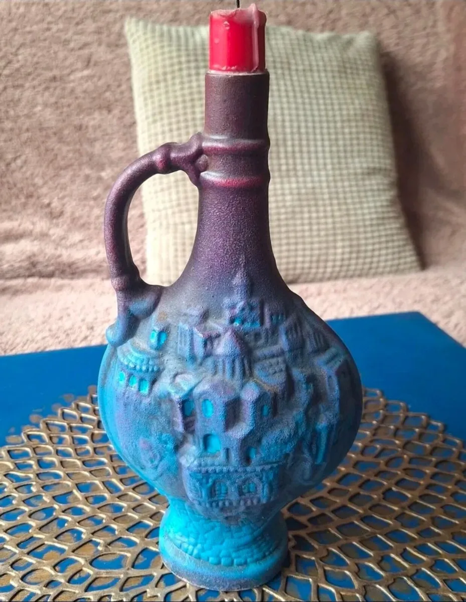 Hand painted Upcycled Wine Bottle Candle - Image 4