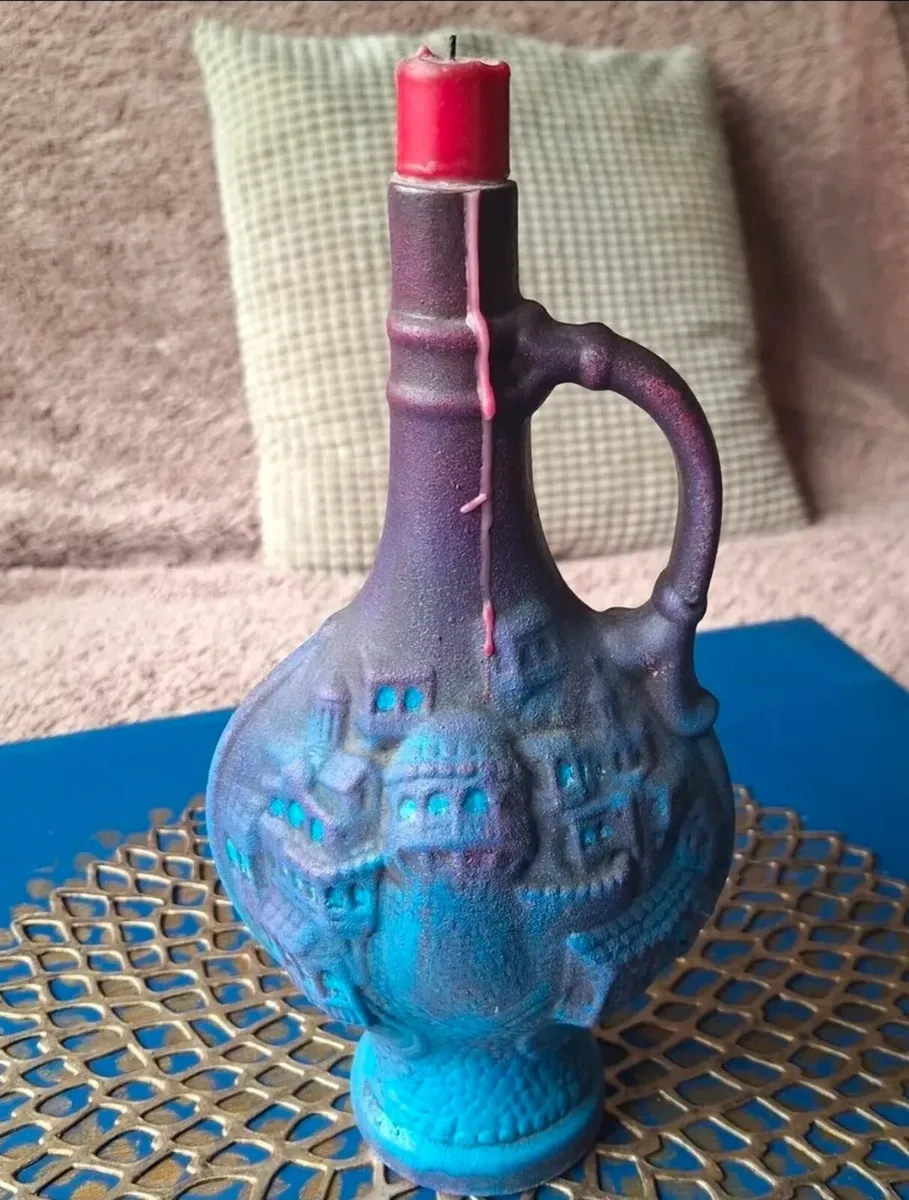 Hand painted Upcycled Wine Bottle Candle - Image 3