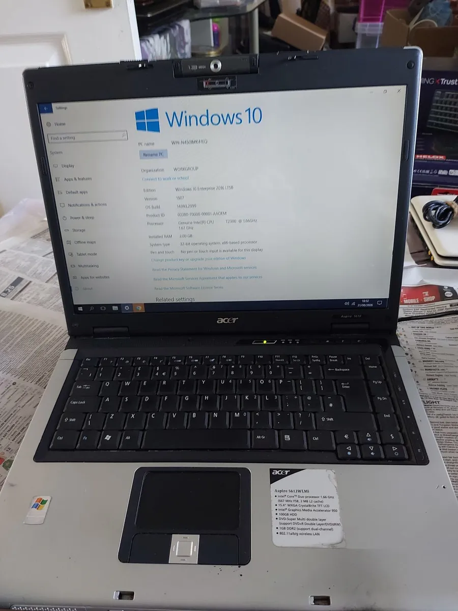 Acer Aspire Laptop. 5612 WLMi, 32 bit, 2GB, Win 10 - Image 1