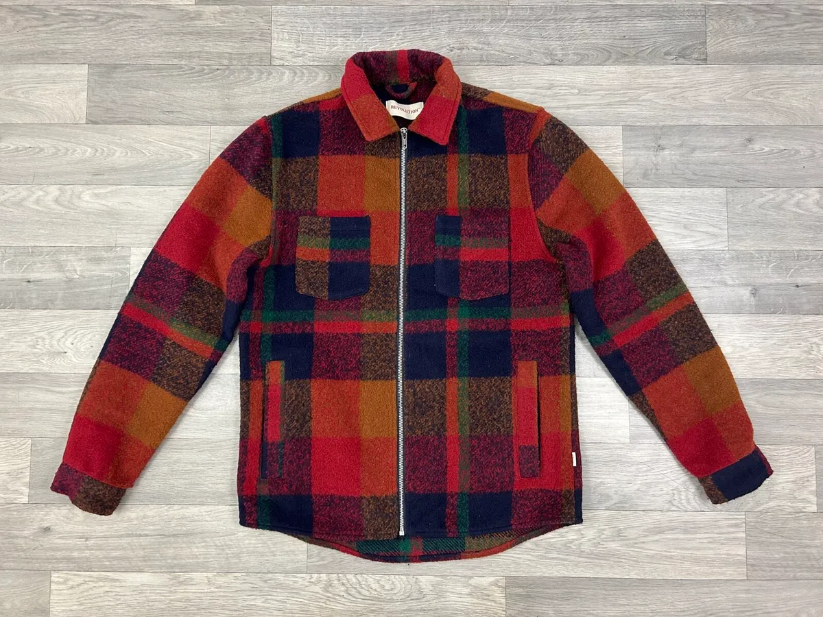 Revolution Denmark Plaid Check Bomber Jacket M - Image 1