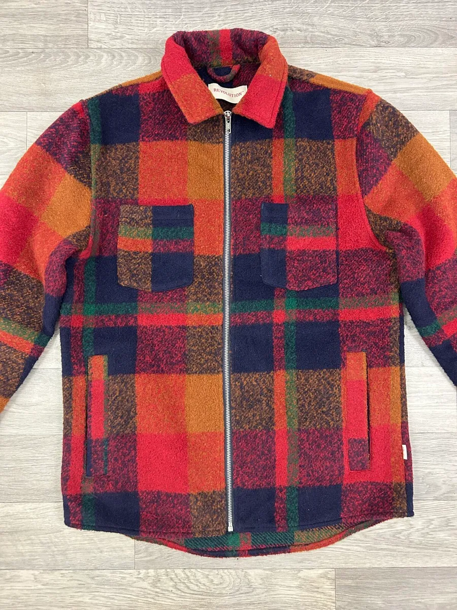 Revolution Denmark Plaid Check Bomber Jacket M - Image 2