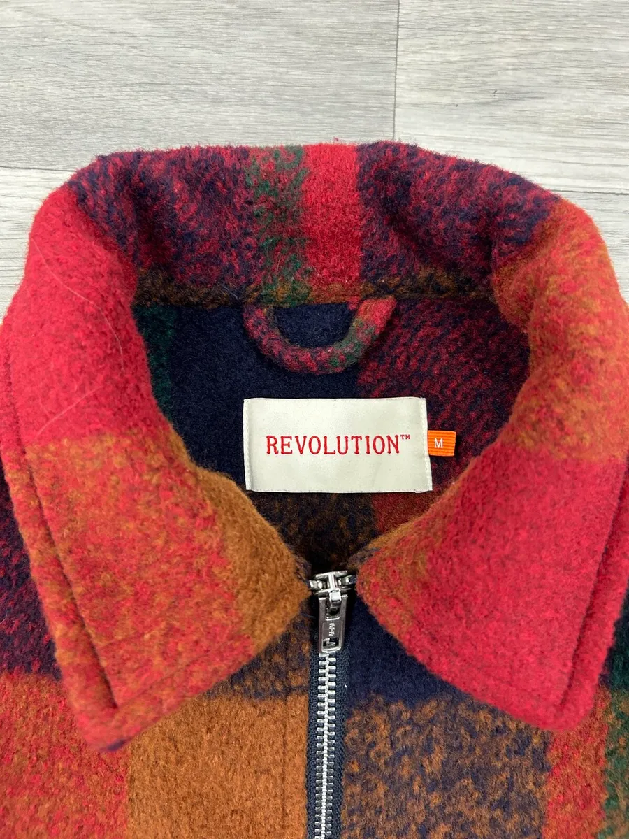 Revolution Denmark Plaid Check Bomber Jacket M - Image 4