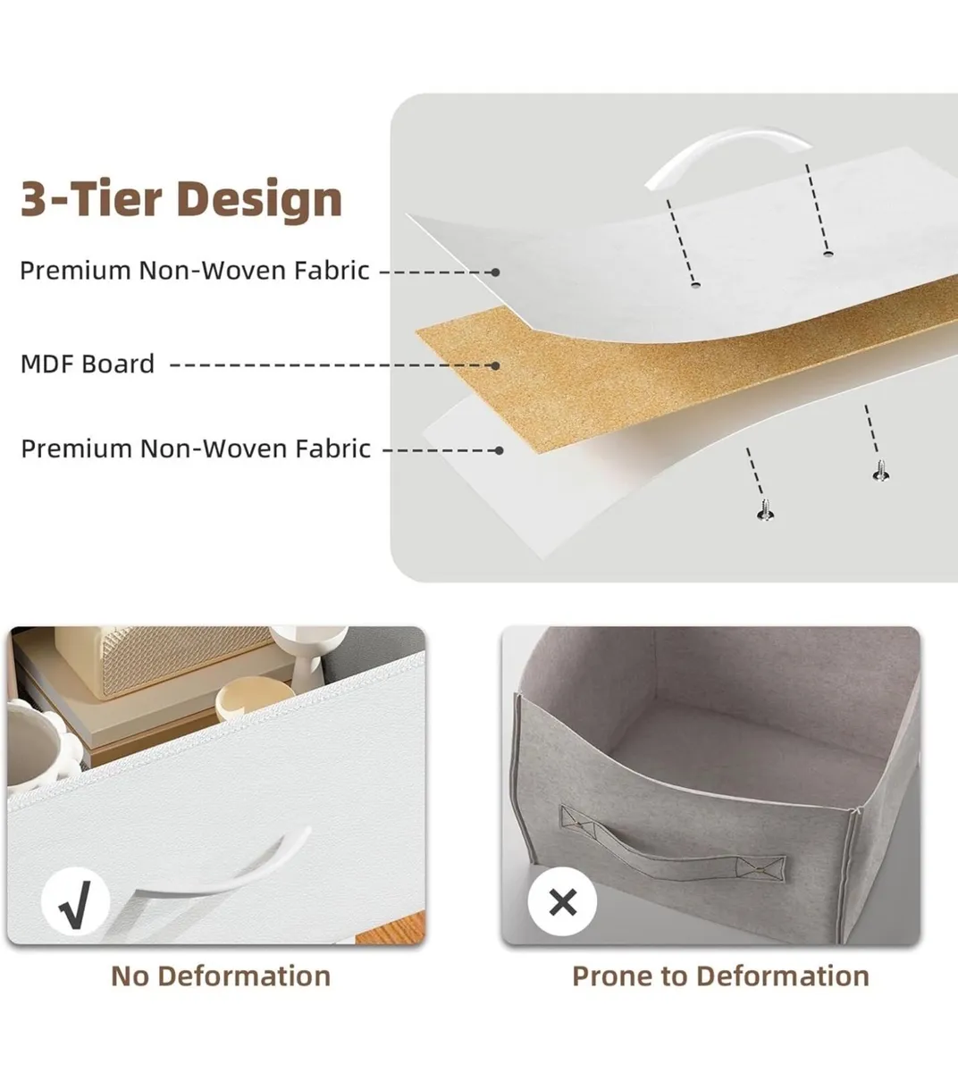 Chest of Drawers, Charging Station & Led, 8 Fabric - Image 2