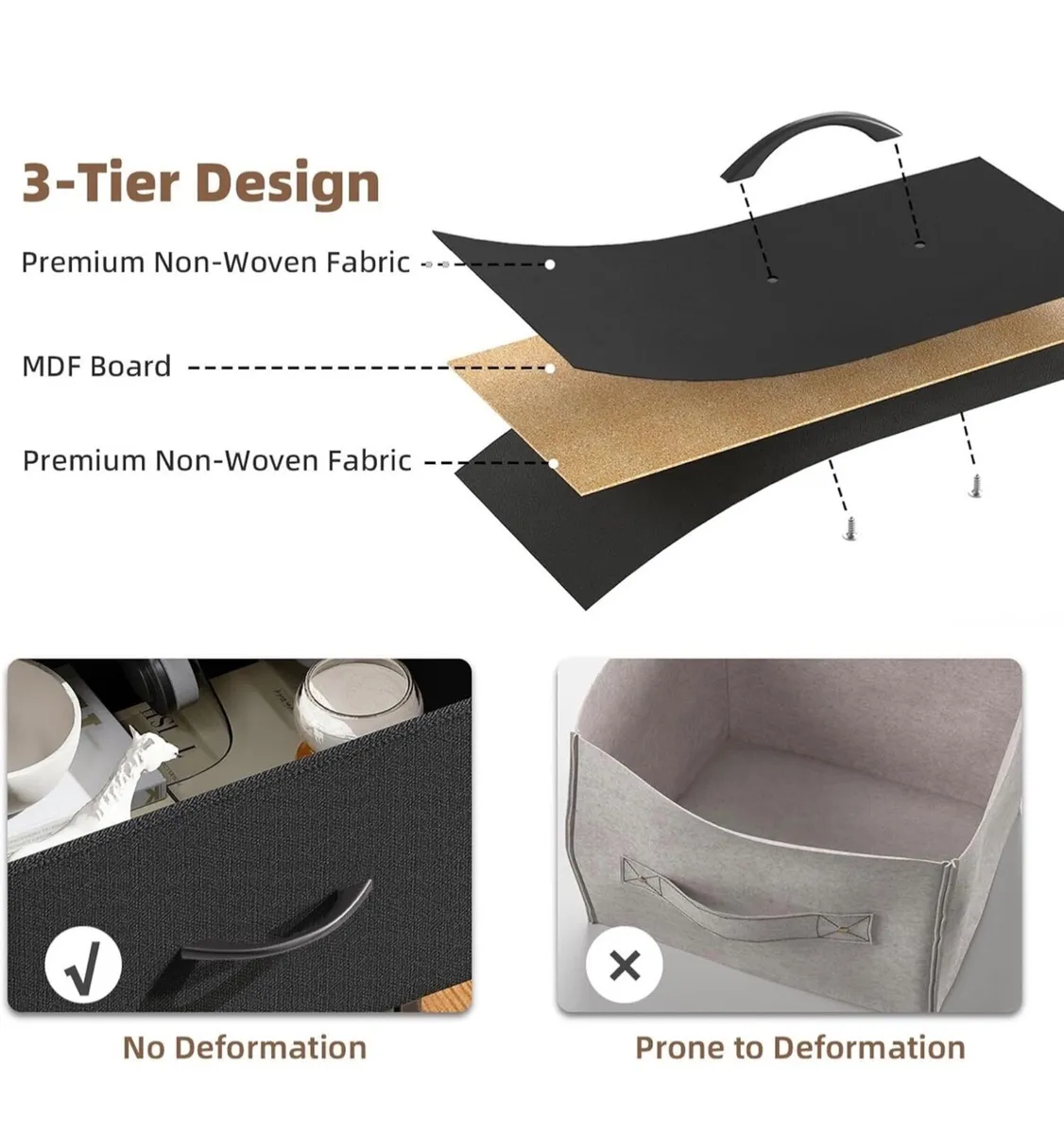 Chest of Drawers, Charging Station & Led, 8 Fabric - Image 2
