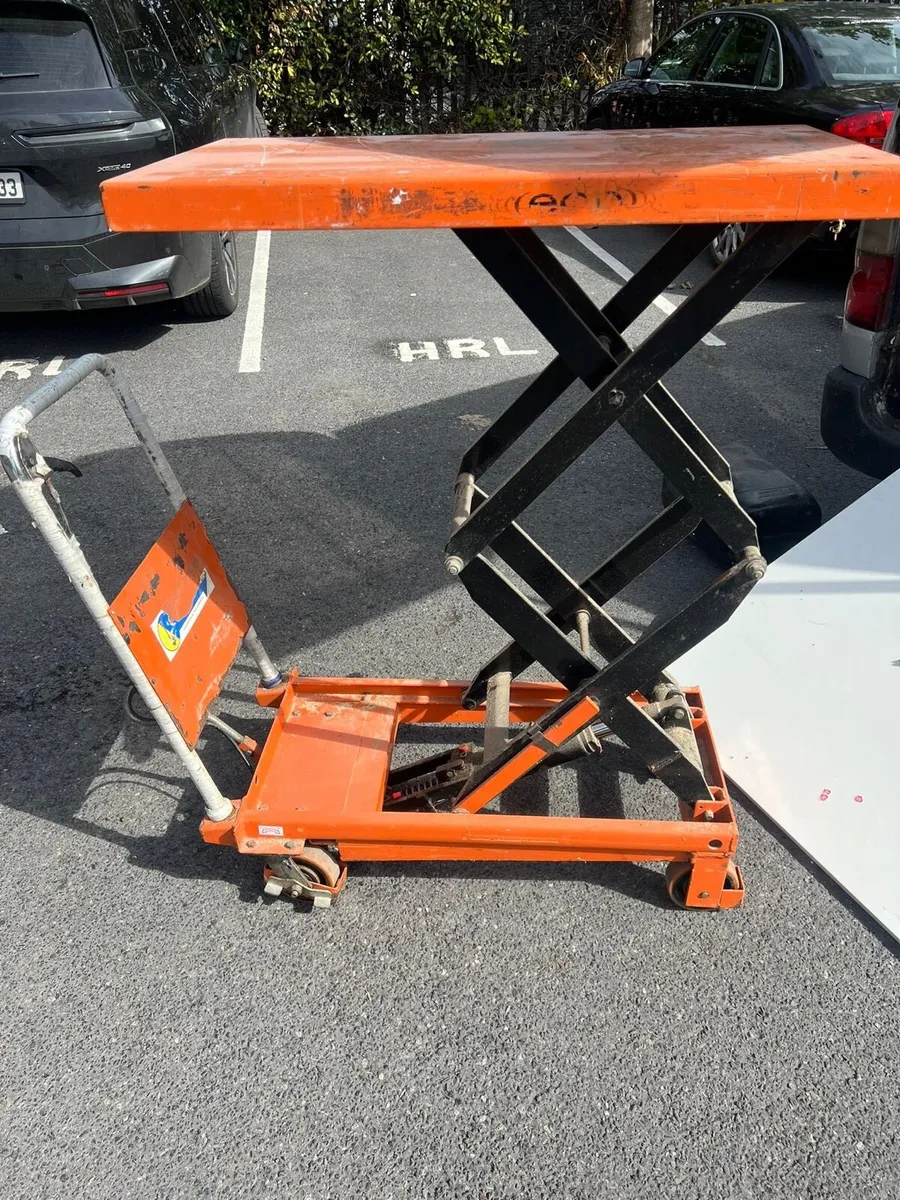 manual hydraulic double scissor lift table cart - Image 1