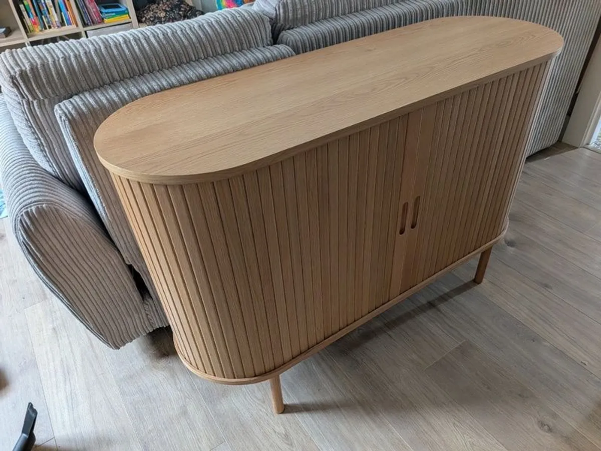 JYSK LYNGVIG Sideboard 120cm Oak - Tambour Doors - Excellent Condition - Image 2