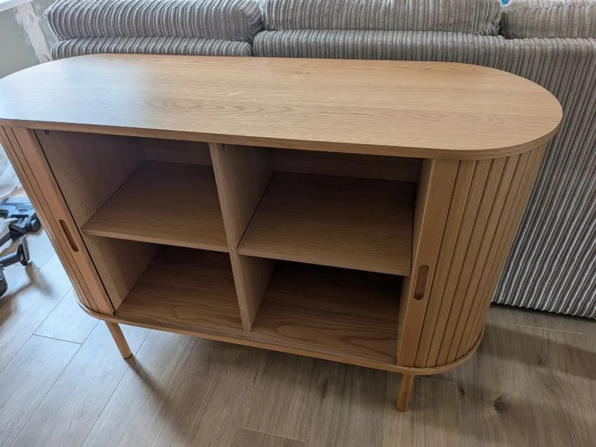 JYSK LYNGVIG Sideboard 120cm Oak - Tambour Doors - Excellent Condition - Image 3