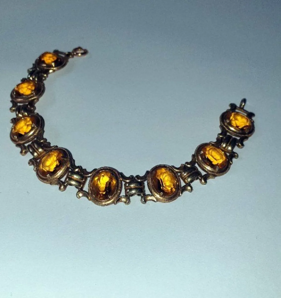 Vintage K&L 14ct Gold & Amber Bracelet - Image 3