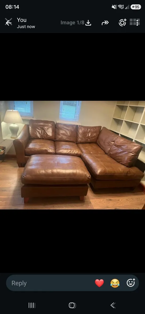 Laura Ashley couche with foot stool nappa leather - Image 2