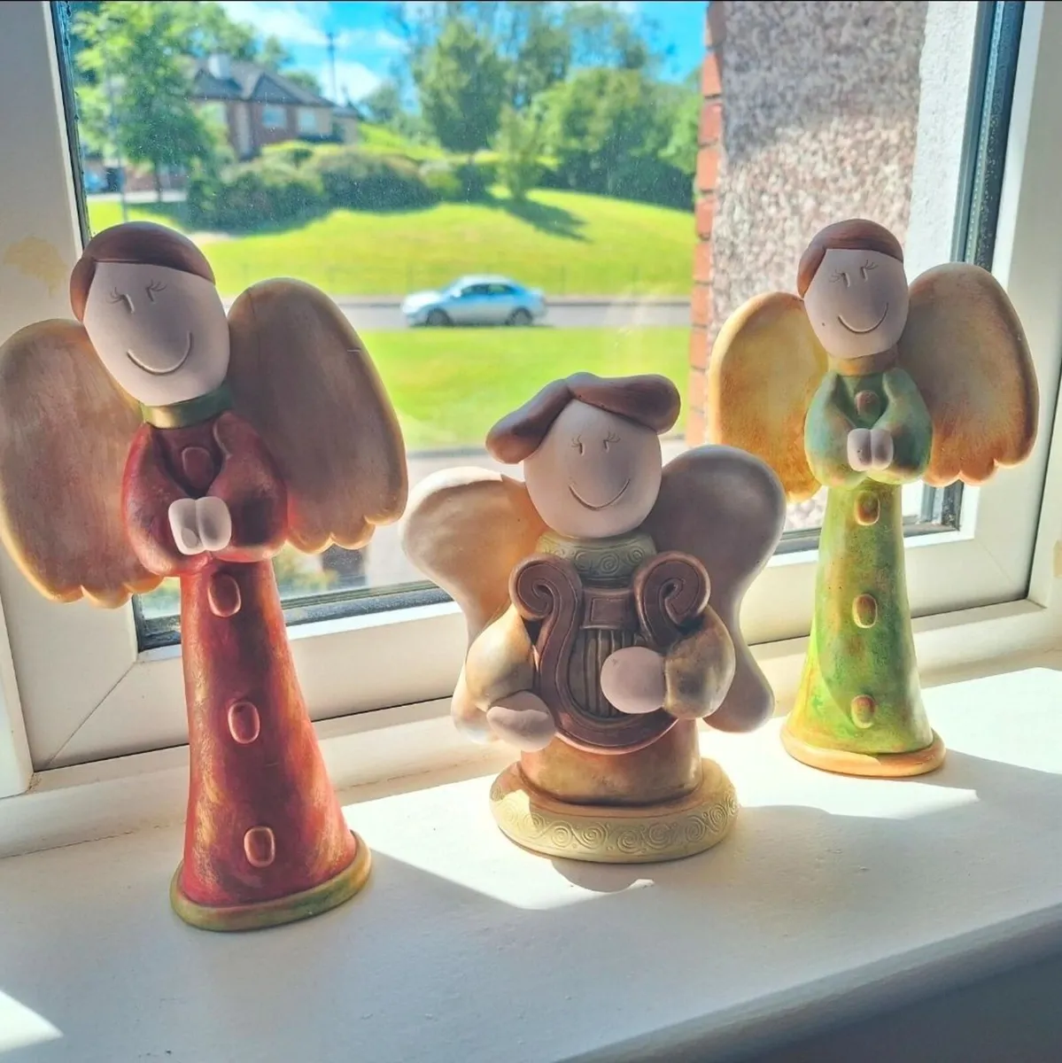 Set of 3 Vintage Handcrafted Angels – Unique Folk - Image 1