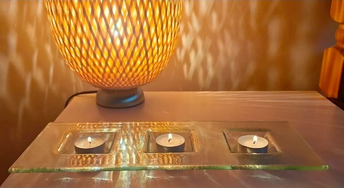Handcrafted Fused Glass Three Tealight Holder - Image 2