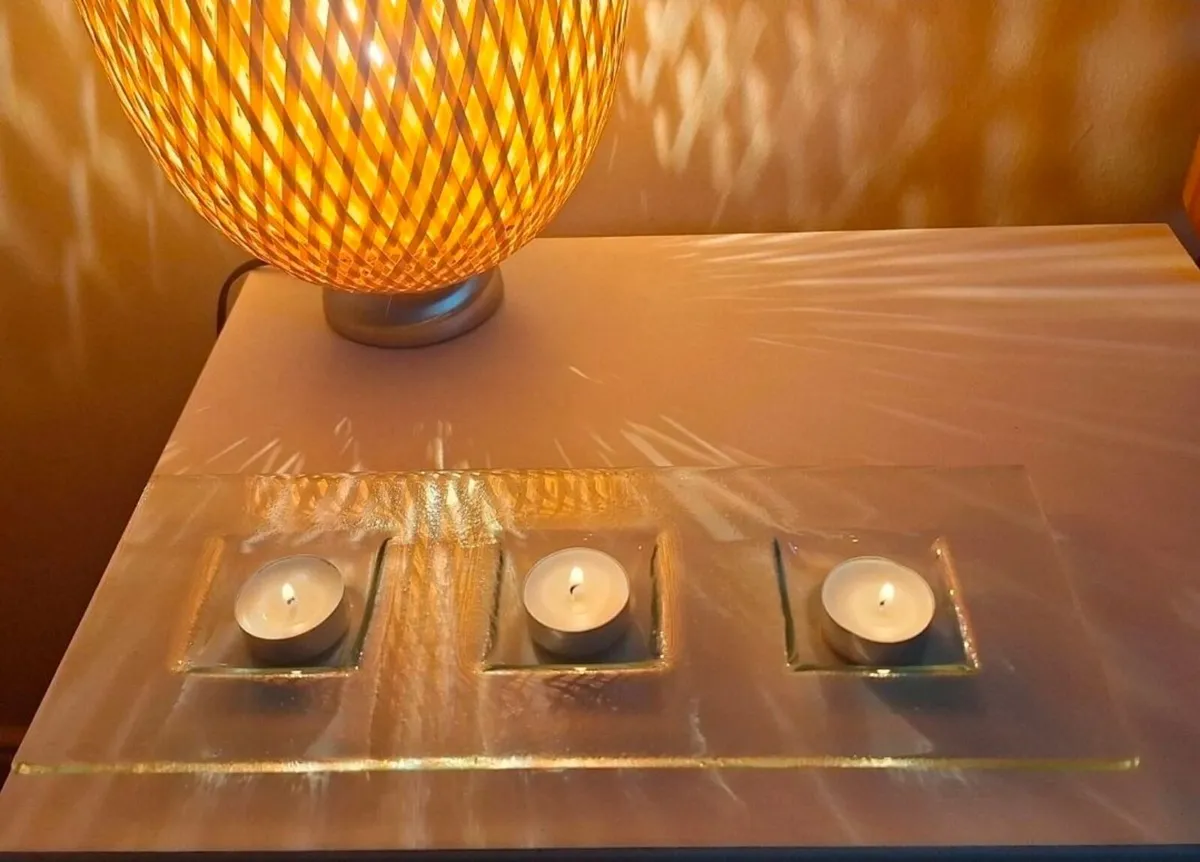Handcrafted Fused Glass Three Tealight Holder - Image 3