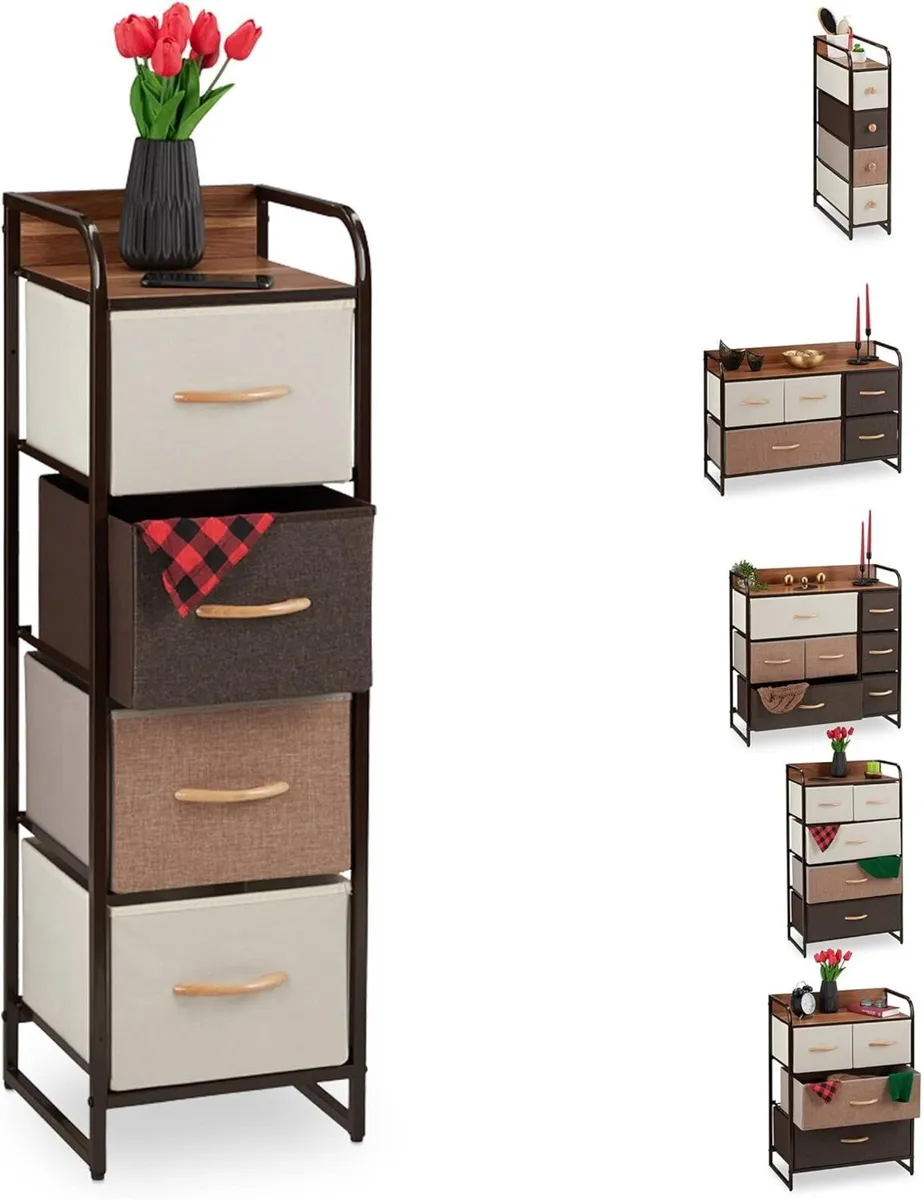 Dresser 4 Drawer Compartments with Shelf 4 Folding - Image 1