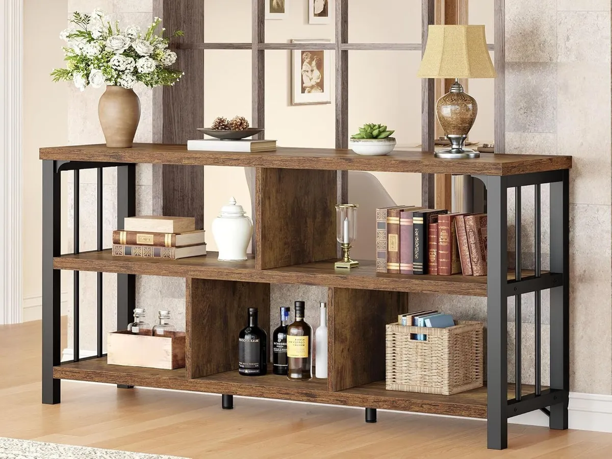 5 Cube Storage Organiser Bookshelf Low Bookcase - Image 1