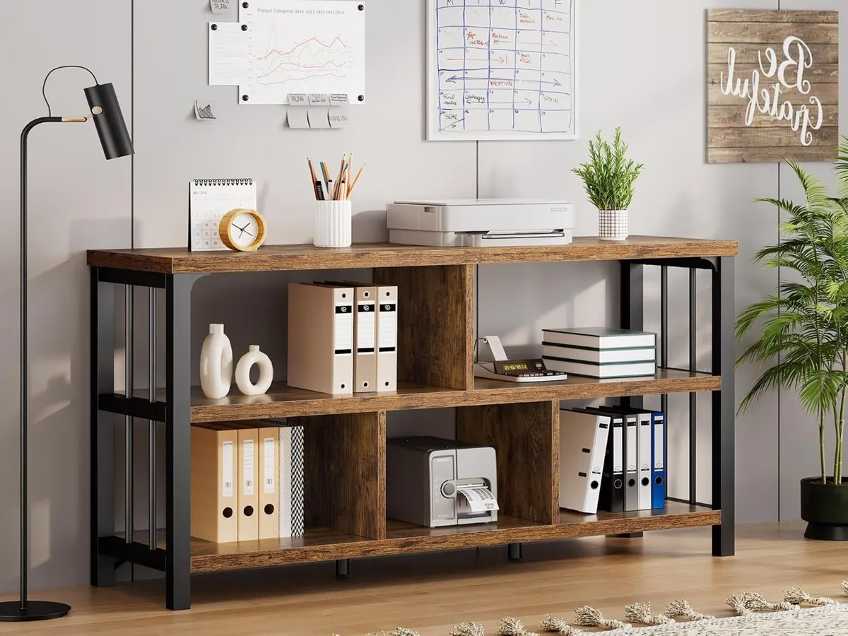 5 Cube Storage Organiser Bookshelf Low Bookcase - Image 3