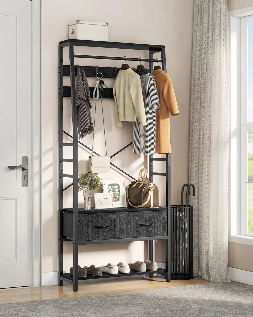 Coat Rack Stand with Shoe Storage Floorstanding - Image 2