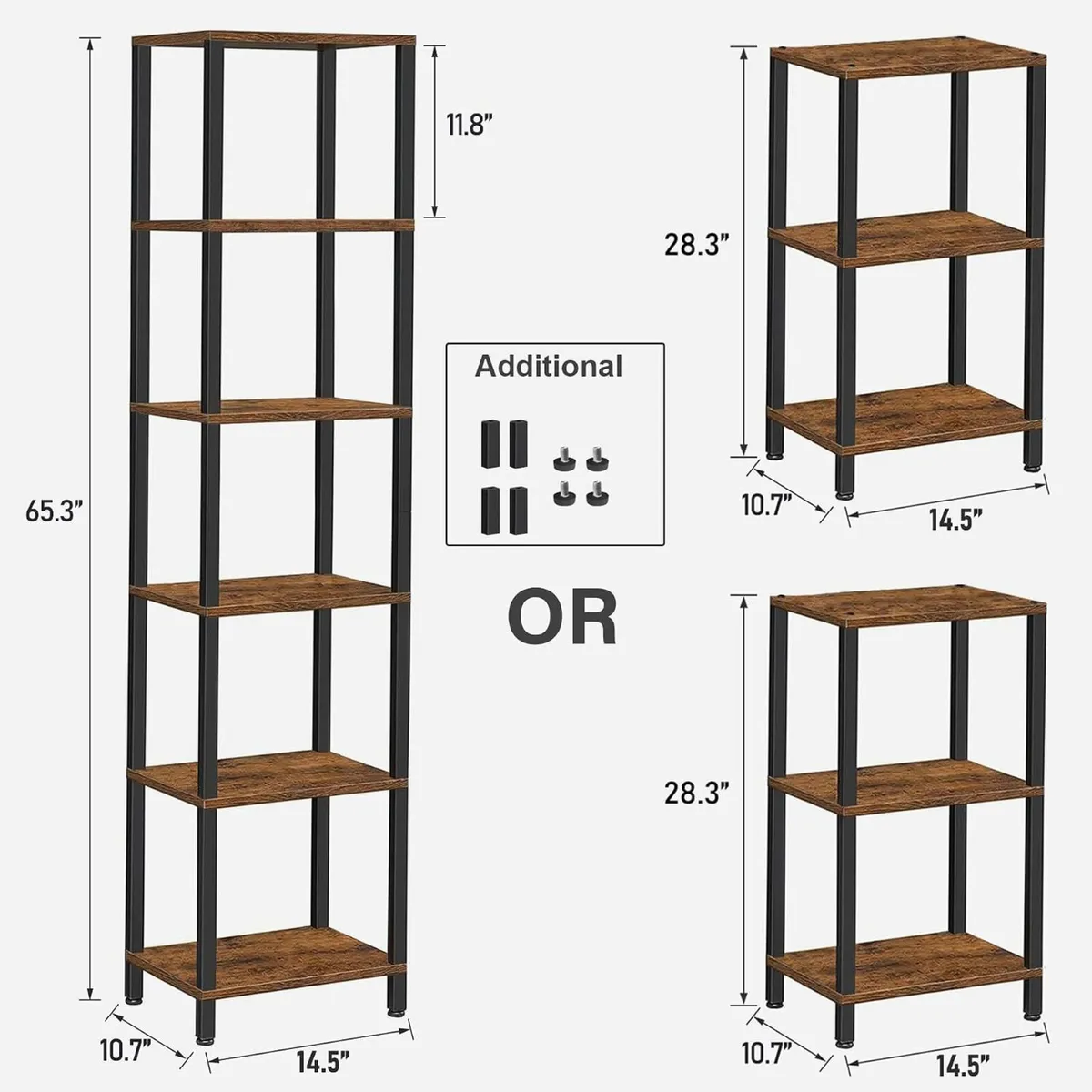 Bookshelf 6-Tier Tall Narrow Book Shelf for Small - Image 2