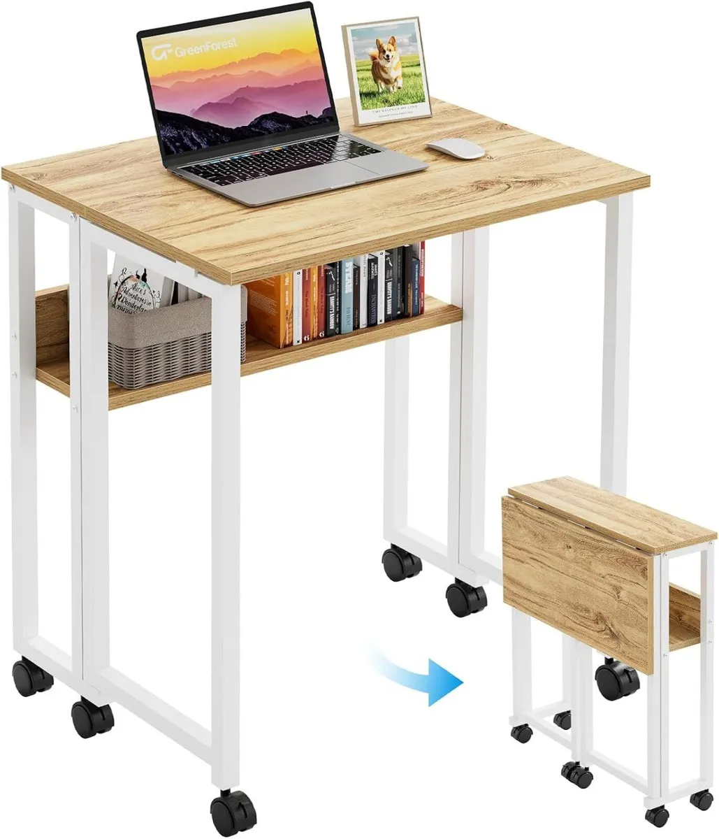 Folding Desk with Storage Shelf - Image 1