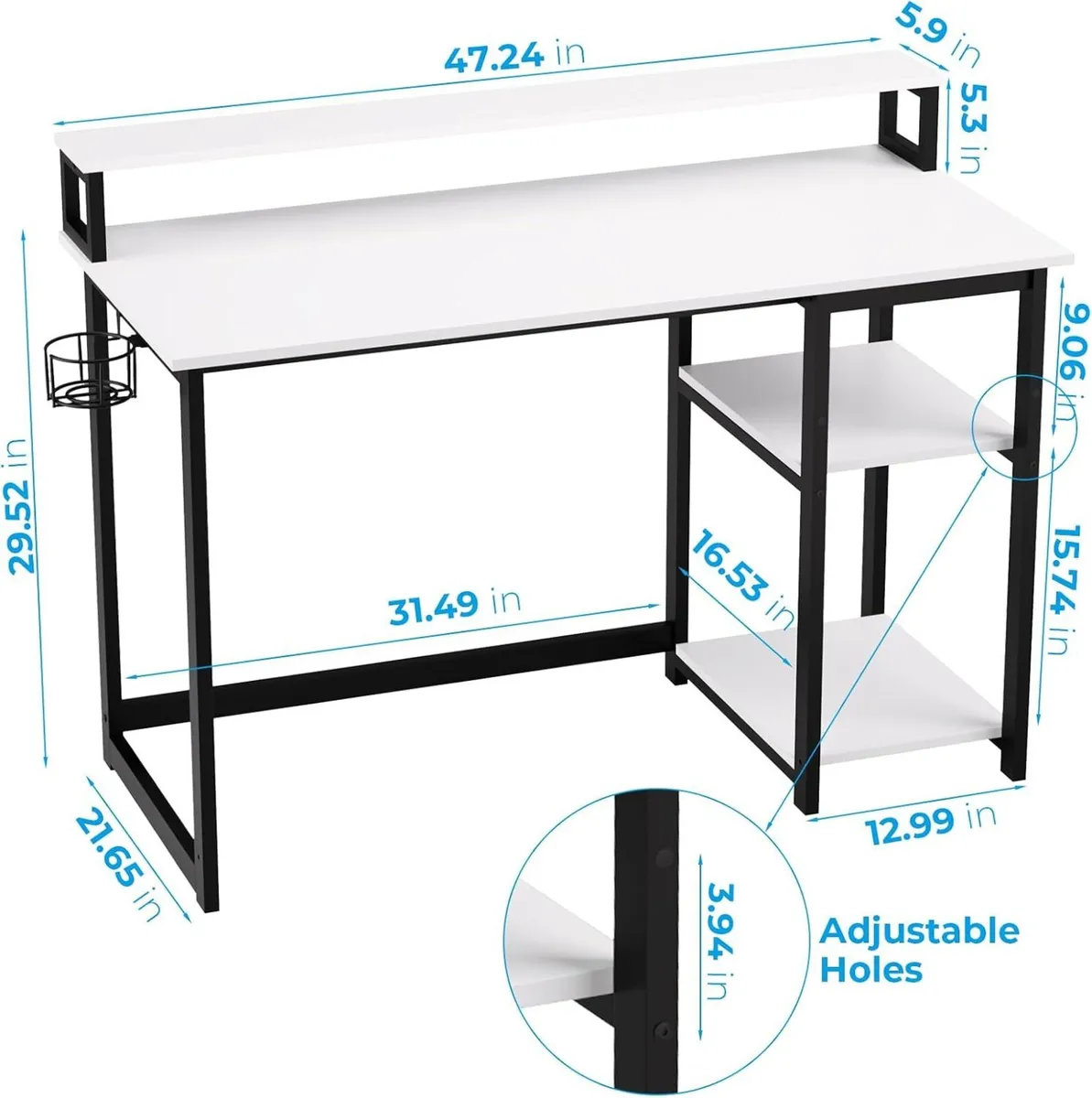 Computer Desk with Full Monitor Stand - Image 3