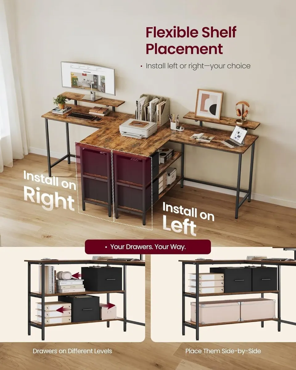 L-Shaped Desk with 2 Spacious Drawers Gaming - Image 3