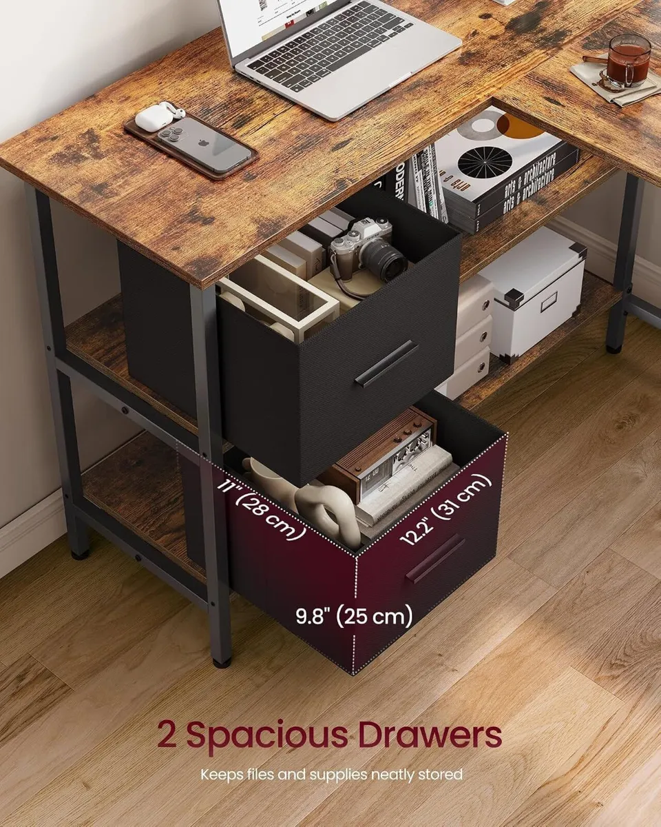 L-Shaped Desk with 2 Spacious Drawers Gaming - Image 4