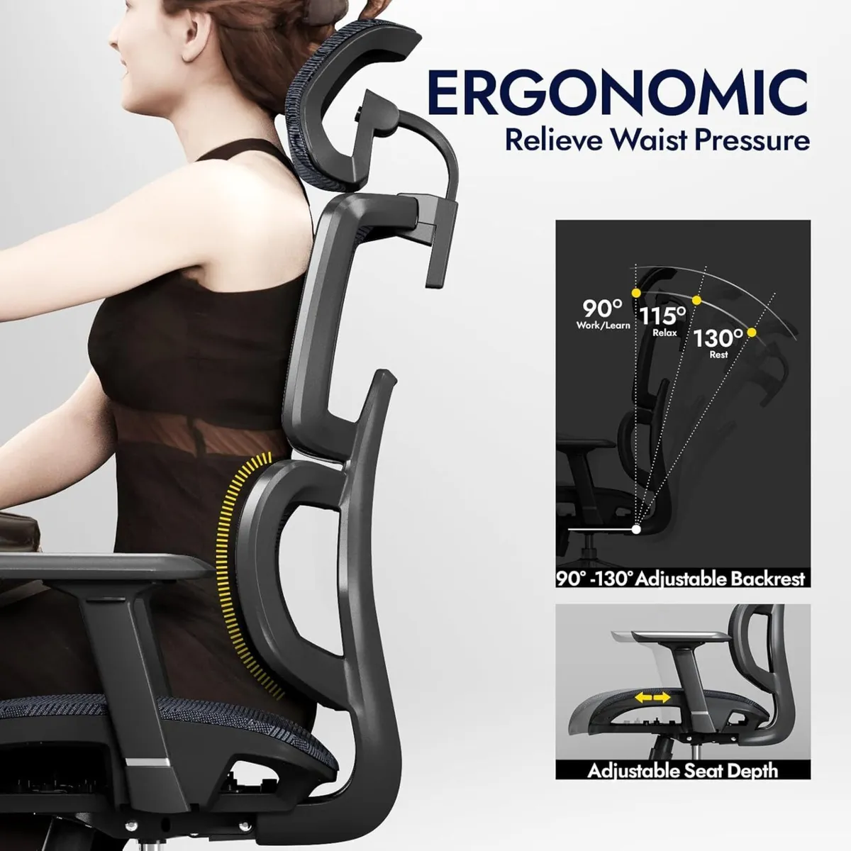 Ergonomic Mesh Office Chair with Adjustable Seat - Image 3