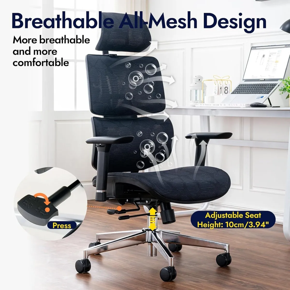 Ergonomic Mesh Office Chair with Adjustable Seat - Image 4