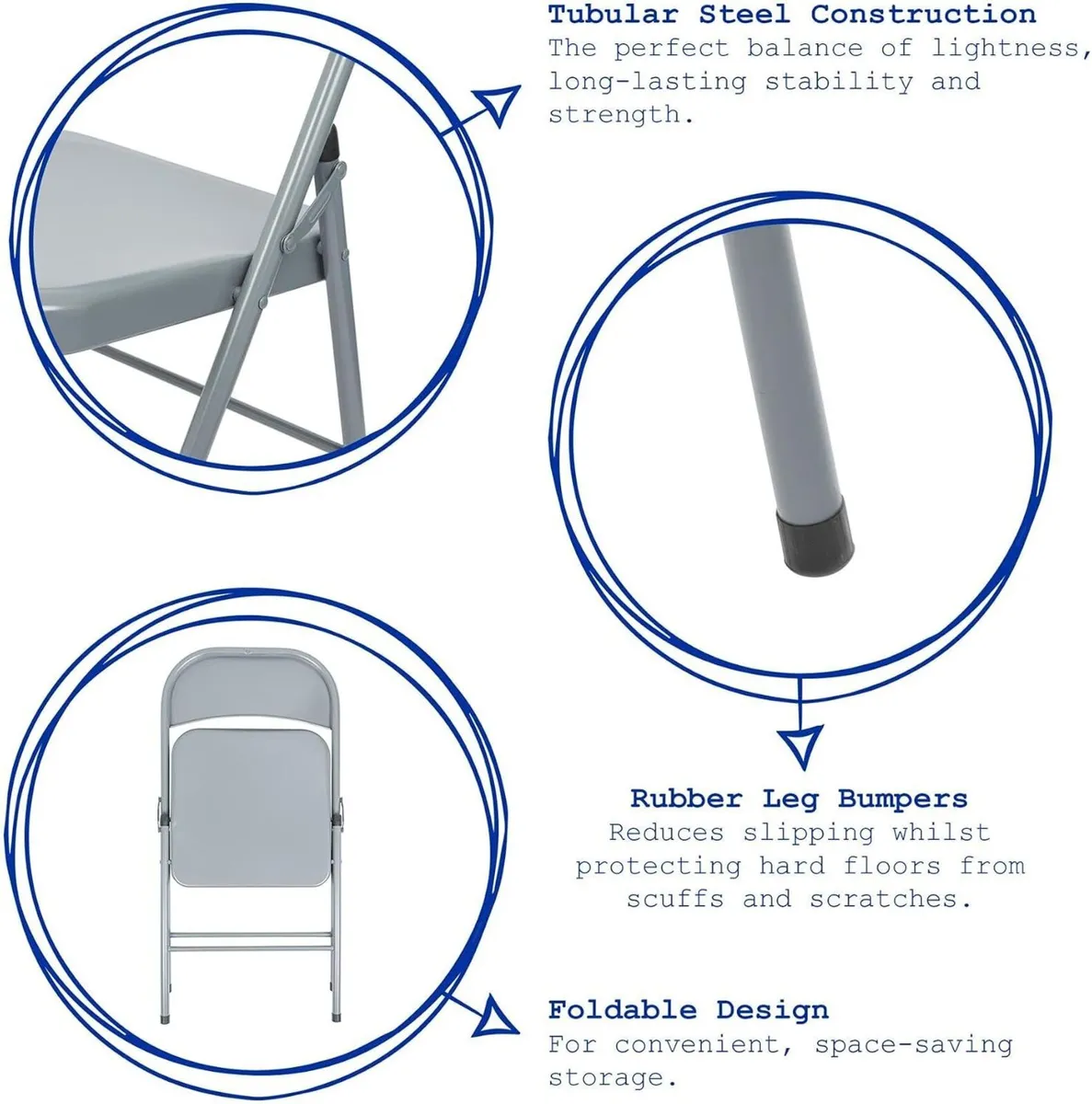Metal Folding Chairs with Rubber Bumper Feet Pack - Image 4