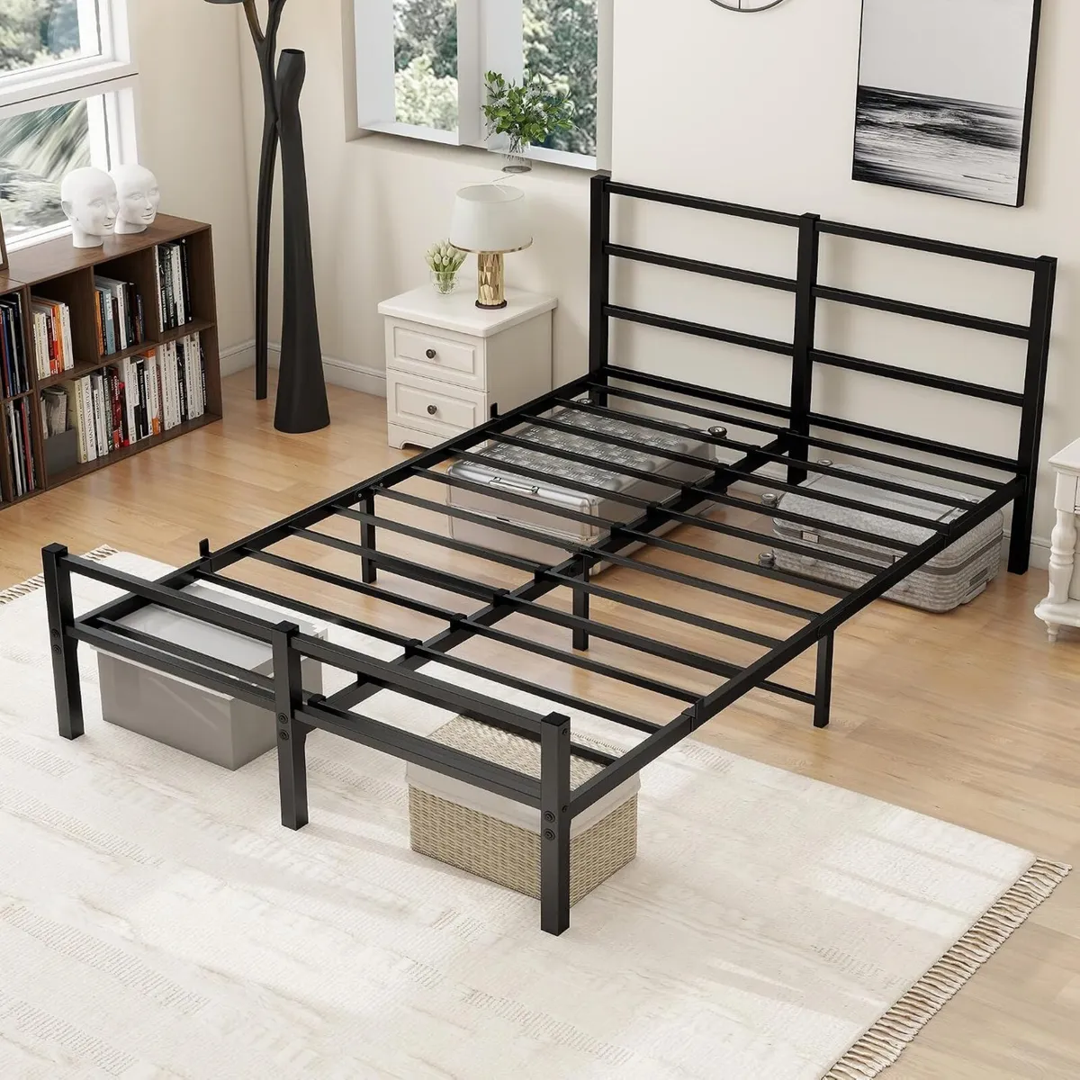 Bed Frame with Headboard Metal Slats Support - Image 4
