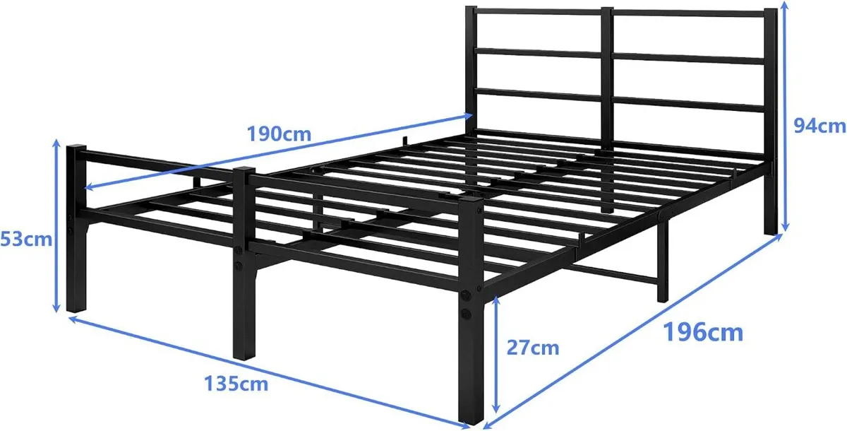 Bed Frame with Headboard Metal Slats Support - Image 2