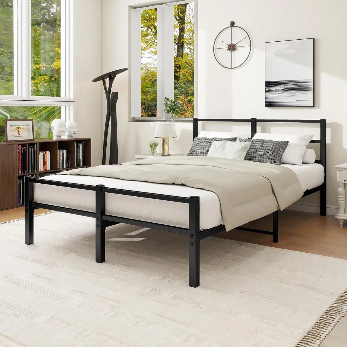 Bed Frame with Headboard Metal Slats Support - Image 3