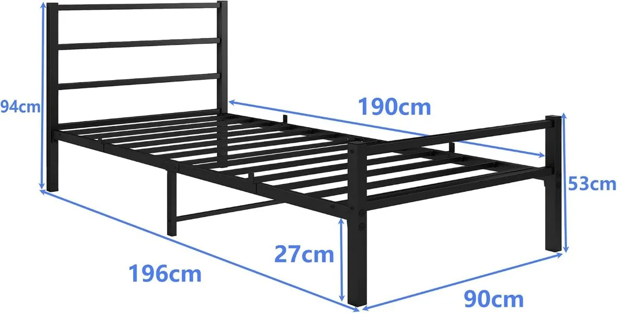 Bed Frame with Storage Metal Headboard - Image 2