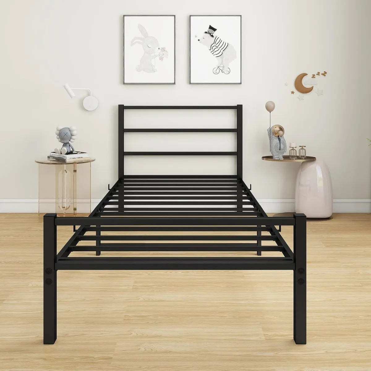 Bed Frame with Storage Metal Headboard - Image 4