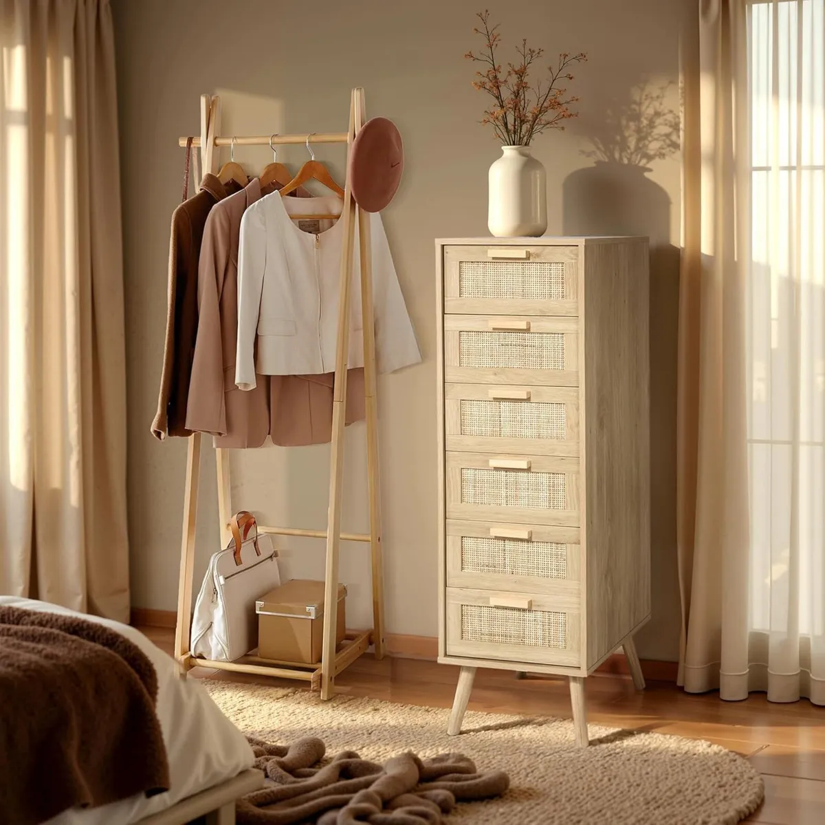 Rattan Chest of Drawers Bedroom Tall Chester - Image 4