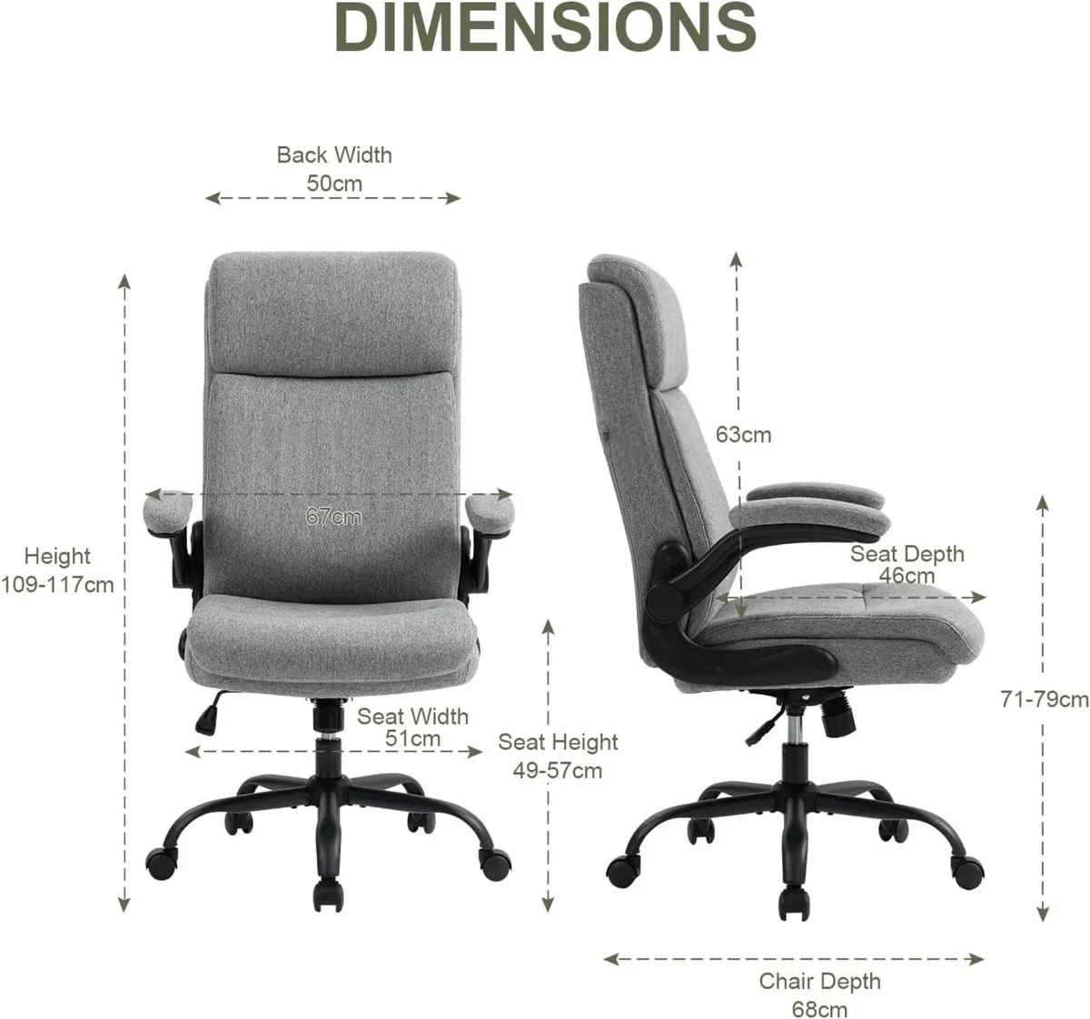 Fabric Office Chair Ergonomic Desk Chairs for Home - Image 2