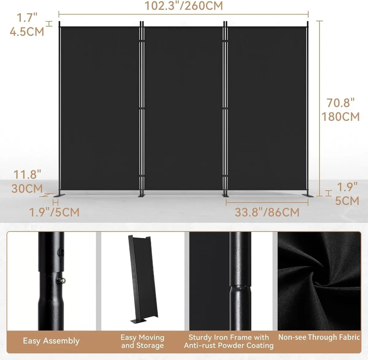 6 Panels 6FT Room Divider and Folding - Image 4